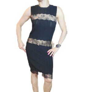 Zara Black Lace-Trim Midi Dress